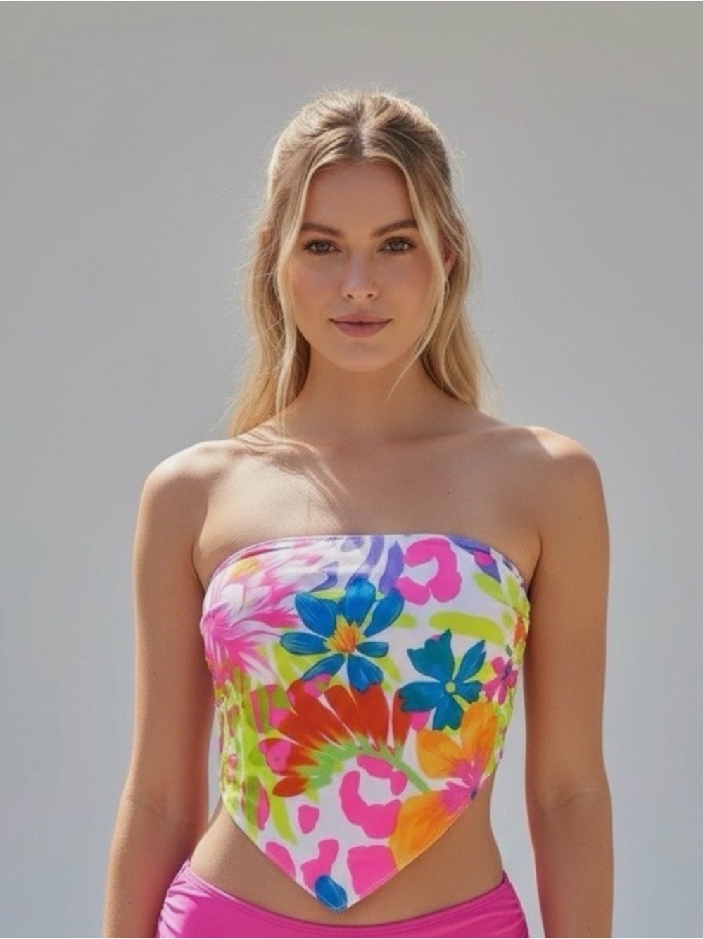 Beach Bunny Floral Bandana Swim Top - Pink, Blue, Yellow